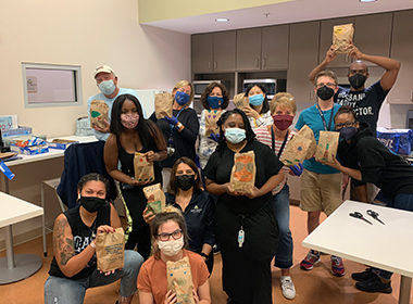 The Johns Hopkins Home Care Group shows off their Bunches of Lunches. 